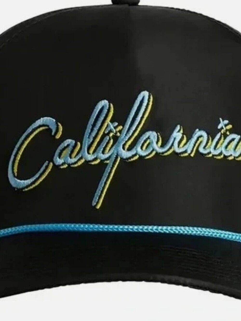 NWT Bad Birdie® "California" Adjustable Rope Hat in Black/Blue/Yellow